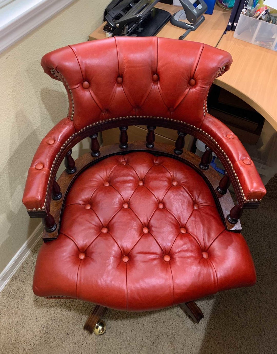 Tufted Leather Office Chair Restoration Reupholstery   Tufted Chair After 1080x1376 